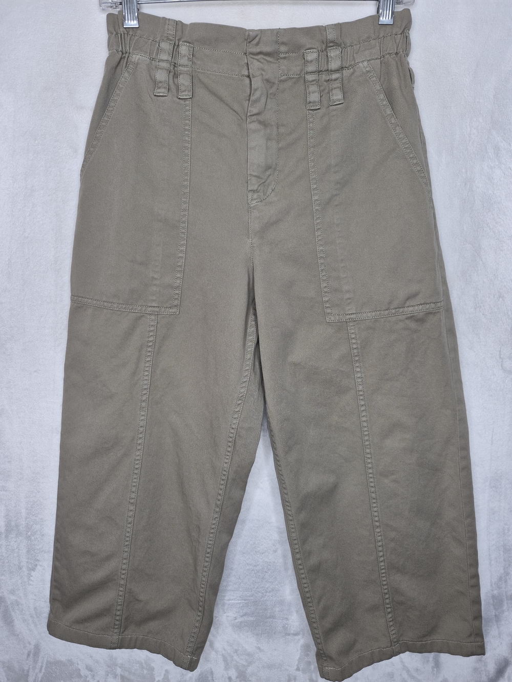 A.L.C. High Rise Cropped Wide Leg Utility Pants Tan Womens 8